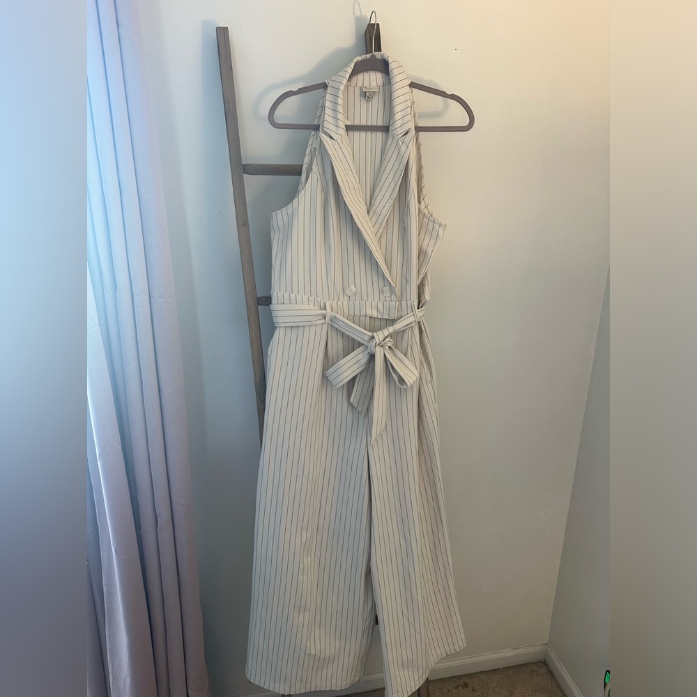 Gorgeous white and black pinstriped jumpsuit